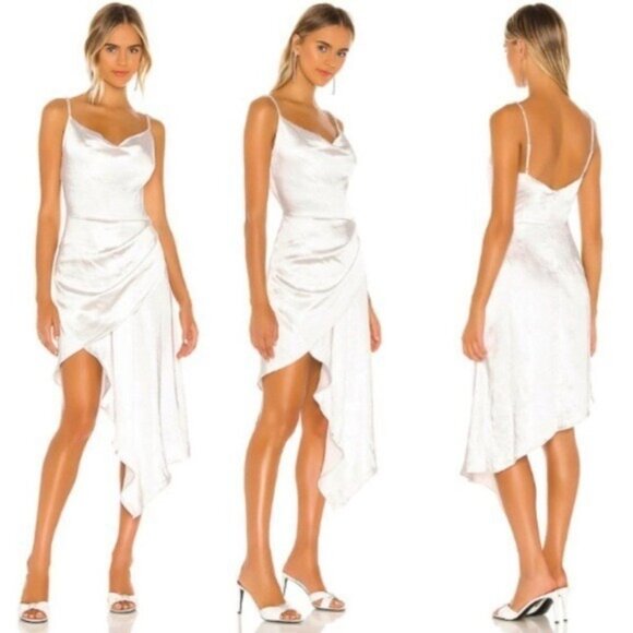 ELLIATT X REVOLVE Cowl Neckline Dress White Small Bridal Bachelorette Wedding - Picture 1 of 14